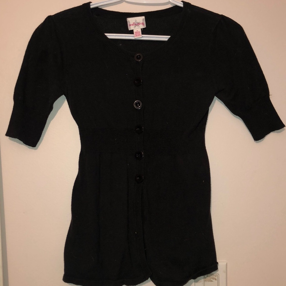 One Step up black knit button top